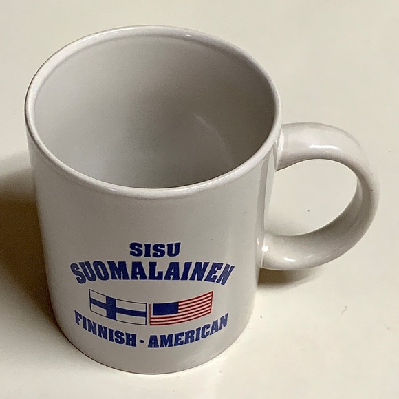 Vintage 1980s Finnish American Suomalainen National Flags Coffee Mug - Picture 6 of 12